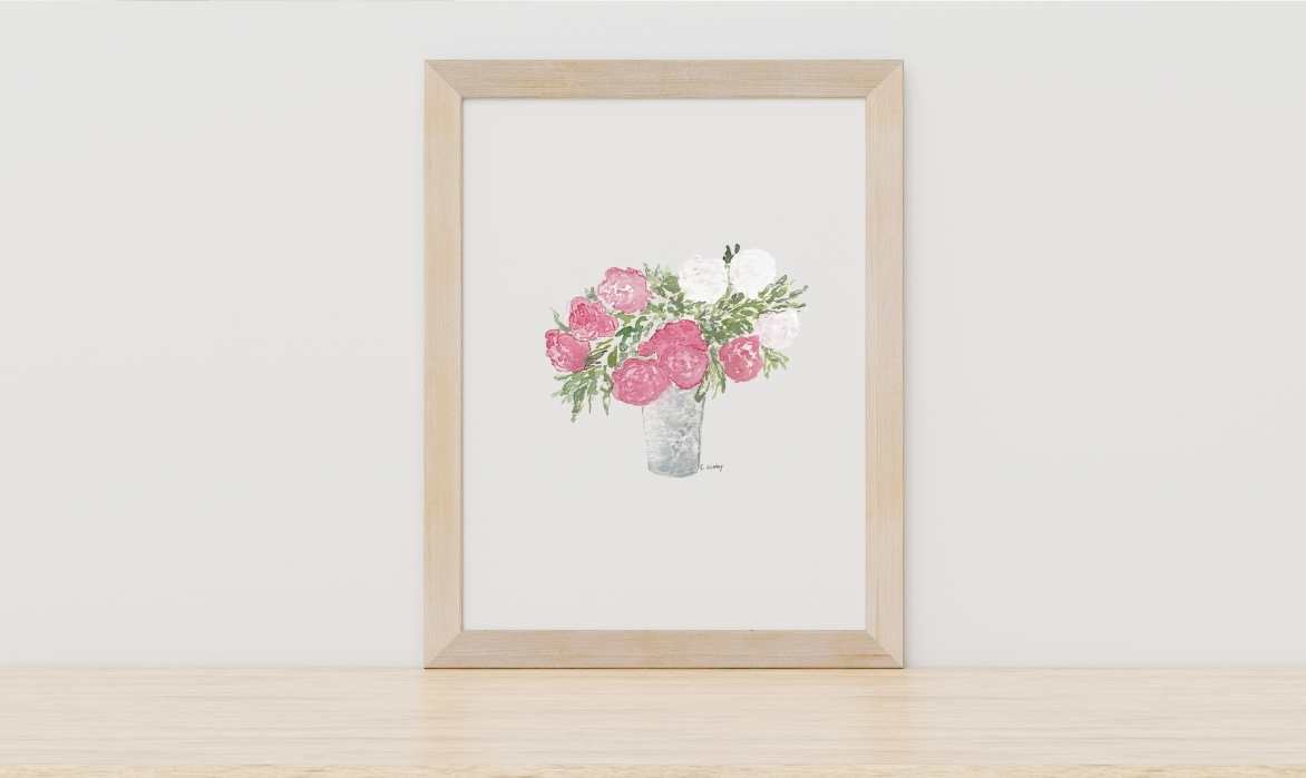 Peonies in Metal Vase Digital Download