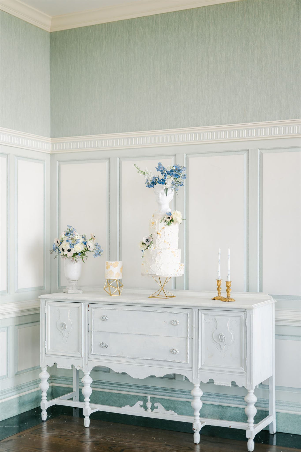 Hand Painted Candles in Sky Floral