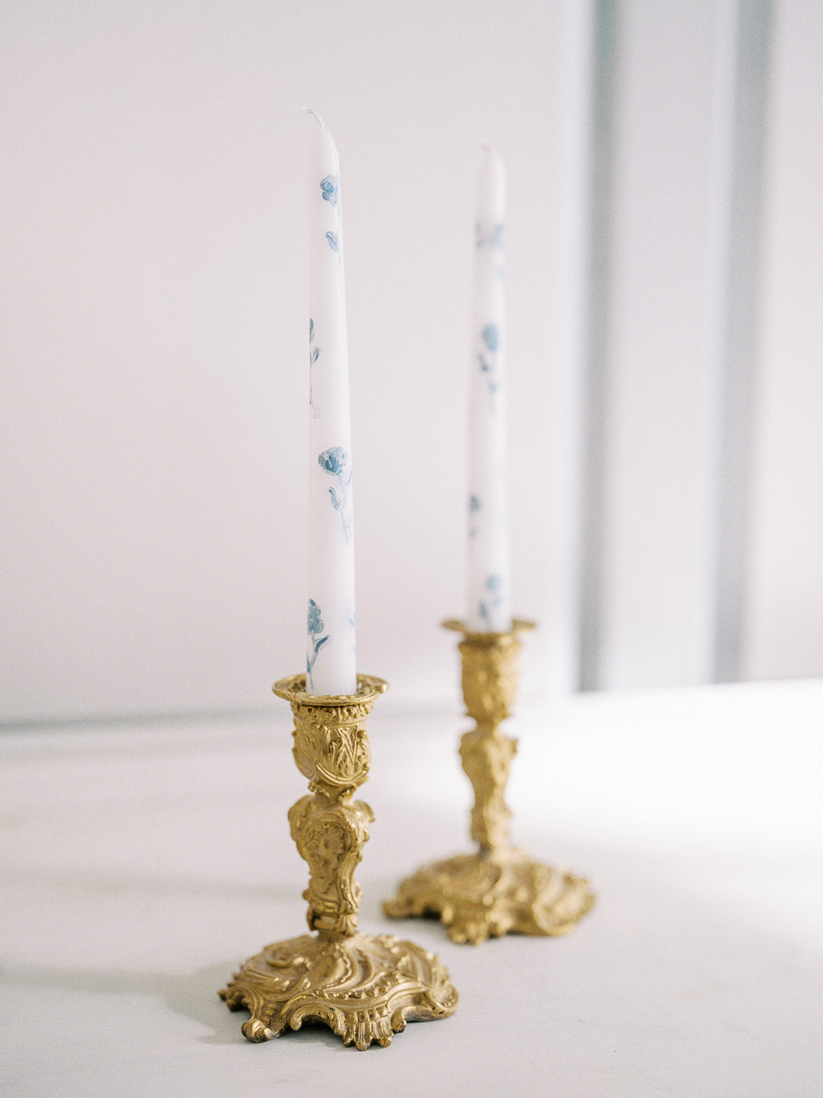 Hand Painted Candles in Sky Floral