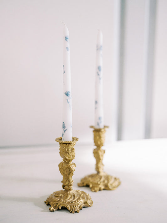 Hand Painted Candles in Sky Floral