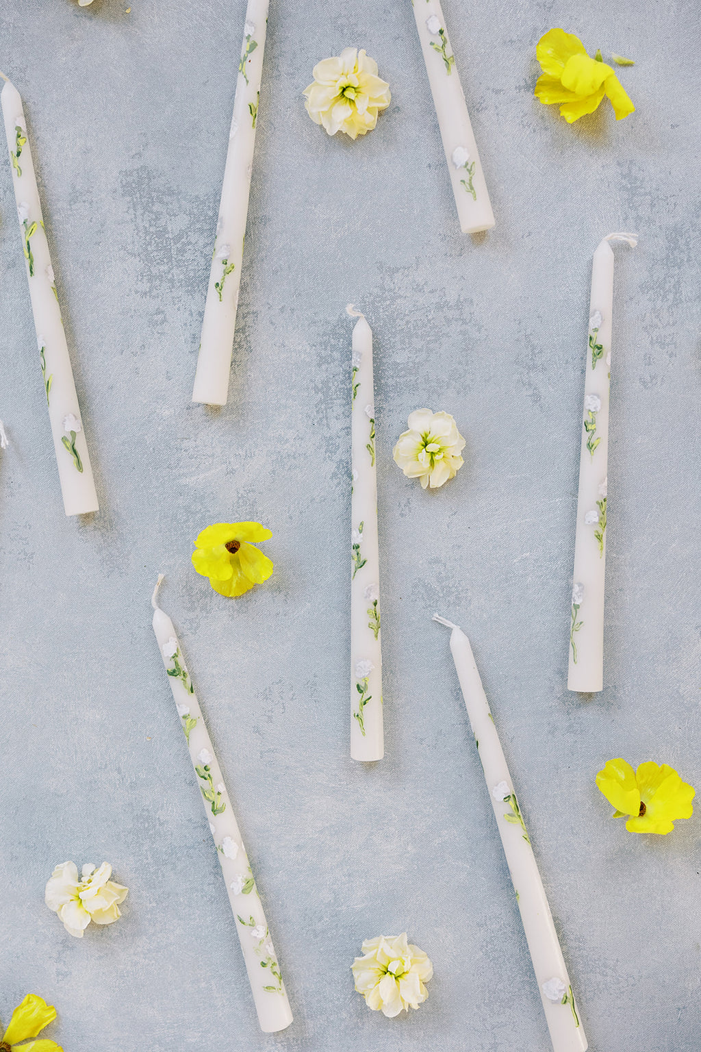 Hand Painted Candles in Cream Floral